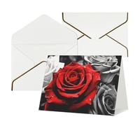 QMNSEHF Carte de vœux vierge avec enveloppes, carte de remerciement, noir, blanc et rouge, carte d'anniversaire pour femme, homme, Noël, Halloween, mariage, cartes de vœux vierges pour toutes les