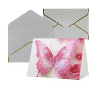 QMNSEHF Carte de vœux vierge avec enveloppes, carte de remerciement, papillon blanc, carte d'anniversaire pour femme, homme, Noël, Halloween, mariage, cartes de vœux vierges pour toutes les occasions