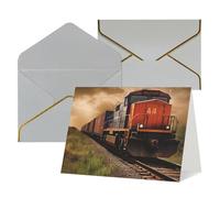 QMNSEHF Carte de vœux vierge avec enveloppes, carte de remerciement, train de marchandises, carte d'anniversaire pour femme, homme, Noël, Halloween, mariage, cartes de vœux vierges pour toutes les