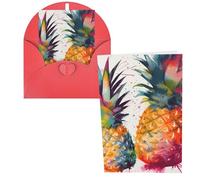 QMNSEHF Carte de vœux vierge avec enveloppes - Motif fruits tropicaux et ananas - Carte de remerciement pour femme et homme - Pour Noël, Halloween, mariage - Cartes de vœux vierges pour toutes les