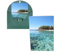 QMNSEHF Carte de vœux vierge Île des Fidji et mer claire avec enveloppes, carte de remerciement, carte d'anniversaire pour femme, homme, Noël, Halloween, mariage, cartes de vœux vierges pour toutes