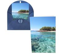 QMNSEHF Carte de vœux vierge Île des Fidji et mer claire avec enveloppes, carte de remerciement, carte d'anniversaire pour femme, homme, Noël, Halloween, mariage, cartes de vœux vierges pour toutes