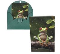QMNSEHF Carte de vœux vierge motif grenouille d'arbre de la paix avec enveloppes, carte de remerciement, carte d'anniversaire pour femme, homme, Noël, Halloween, mariage, cartes de vœux vierges pour