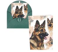 QMNSEHF Carte de vœux vierge pour les amoureux des chiens de berger allemand avec enveloppes, carte de remerciement, carte d'anniversaire pour femme, homme, Noël, Halloween, mariage, cartes de vœux