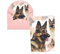 QMNSEHF Carte de vœux vierge pour les amoureux des chiens de berger allemand avec enveloppes, carte de remerciement, carte d'anniversaire pour femme, homme, Noël, Halloween, mariage, cartes de vœux
