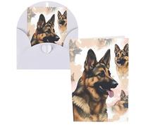 QMNSEHF Carte de vœux vierge pour les amoureux des chiens de berger allemand avec enveloppes, carte de remerciement, carte d'anniversaire pour femme, homme, Noël, Halloween, mariage, cartes de vœux