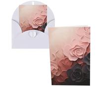 QMNSEHF Carte de vœux vierge rose pâle et noire avec enveloppes, carte de remerciement, carte d'anniversaire pour femme, homme, Noël, Halloween, mariage, cartes de vœux vierges pour toutes les