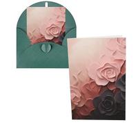 QMNSEHF Carte de vœux vierge rose pâle et noire avec enveloppes, carte de remerciement, carte d'anniversaire pour femme, homme, Noël, Halloween, mariage, cartes de vœux vierges pour toutes les