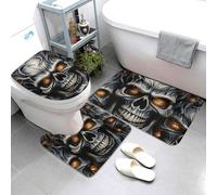 QMNSEHF Cool Evil - Lot de 3 tapis de bain doux et absorbants, tapis de contour en forme de U, housse pour abattant de toilette, tapis de bain antidérapant pour salle de bain, 80 x 50 cm