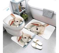 QMNSEHF Cry Rabbit - Lot de 3 tapis de bain doux et absorbants, tapis de contour en forme de U, housse de couvercle de toilette, tapis de bain antidérapant pour salle de bain, tapis de douche, 80 x 50