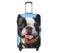 QMNSEHF Housse de protection élastique et lavable pour valise de voyage Motif terrier de Boston Anti-rayures Convient aux bagages de 45,7 à 81,3 cm, Noir , S