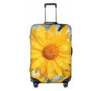 QMNSEHF Housse de protection élastique lavable en élasthanne pour valises de 45,7 à 81,3 cm Motif marguerite Jaune, Noir , M