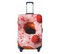 QMNSEHF Housse de protection élastique lavable en forme de beignet de fraise, anti-rayures, convient aux bagages de 45,7 à 81,3 cm, Noir , S