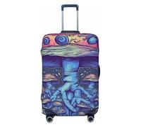 QMNSEHF Housse de protection élastique lavable pour valise de danse champignon bleu anti-rayures Spandex pour bagages de 45,7 à 81,3 cm, Noir , S