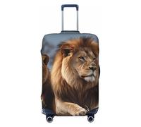 QMNSEHF Housse de protection élastique lavable pour valise de voyage avec deux lions anti-rayures en élasthanne pour bagages de 45,7 à 81,3 cm, Noir , S