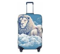 QMNSEHF Housse de protection élastique lavable pour valise de voyage avec un lion sur les nuages Housse de valise anti-rayures en élasthanne pour bagages de 45,7 à 81,3 cm, Noir , S