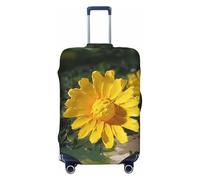QMNSEHF Housse de protection élastique lavable pour valise de voyage - Motif floral jaune - Anti-rayures - En élasthanne - Convient aux bagages de 45,7 à 81,3 cm, Noir , XL
