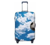 QMNSEHF Housse de protection élastique lavable pour valise de voyage motif football bleu ciel anti-rayures Spandex pour bagages de 45,7 à 81,3 cm, Noir , M