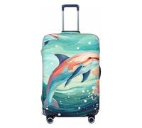QMNSEHF Housse de protection élastique lavable pour valise, motif dauphins, anti-rayures, convient aux bagages de 45,7 à 81,3 cm, Noir , XL