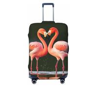 QMNSEHF Housse de protection élastique lavable pour valise, motif flamants roses s'embrassant dans le lac, housse de valise anti-rayures en élasthanne, convient aux bagages de 45,7 à 81,3 cm, Noir