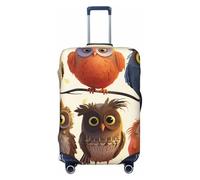 QMNSEHF Housse de protection élastique lavable pour valise, motif hiboux, oiseaux, housse de valise, anti-rayures, convient aux bagages de 45,7 à 81,3 cm, Noir , S