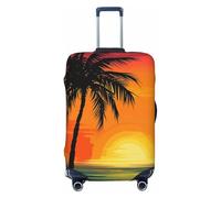 QMNSEHF Housse de protection élastique lavable pour valise, motif palmier, anti-rayures, convient aux bagages de 45,7 à 81,3 cm, Noir , L