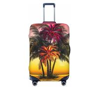 QMNSEHF Housse de protection élastique lavable pour valise, motif palmier, fleurs tropicales, anti-rayures, convient aux bagages de 45,7 à 81,3 cm, Noir , M