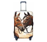 QMNSEHF Housse de protection élastique lavable pour valises de voyage pour couple de chevaux anti-rayures en élasthanne pour bagages de 45,7 à 81,3 cm, Noir , M