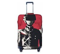 QMNSEHF Housse de protection pour bagage de voyage, élastique, lavable, soldat devant le drapeau américain, housse de valise anti-rayures en élasthanne, convient aux bagages de 45,7 à 81,3 cm, Noir