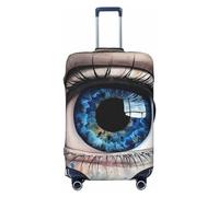 QMNSEHF Housse de protection pour bagages de voyage, élastique, lavable, œil bleu, housse de valise anti-rayures en élasthanne, convient aux bagages de 45,7 à 81,3 cm, Noir , L