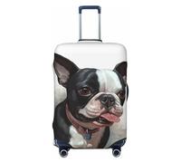 QMNSEHF Housse de protection pour valise de voyage élastique lavable Boston Terrier Housse de valise anti-rayures Spandex Housses de bagages pour bagages de 45,7 à 81,3 cm, Noir , M