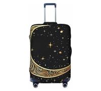 QMNSEHF Housse de protection pour valise de voyage, élastique, lavable, motif croissant de lune sur fond noir, housse de valise anti-rayures en élasthanne pour bagages de 45,7 à 81,3 cm, Noir , XL