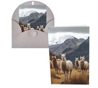 QMNSEHF Llamas in the andes Carte de vœux avec enveloppes Carte de remerciement pour homme et femme Carte d'anniversaire vierge pour Noël, Halloween, mariage Cartes de vœux pour toutes les occasions