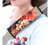 QMNSEHF Lot de 2 coussinets universels pour ceinture de sécurité de voiture - Bouquet de fleurs - Pour harnais de landau - Pour ceinture de sécurité - Accessoires d'intérieur de voiture