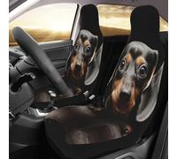 QMNSEHF Lot de 2 housses de protection universelles pour sièges avant de voiture, berline, camion, SUV - Motif teckel
