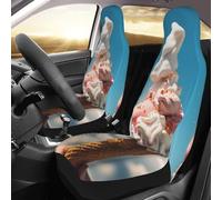 QMNSEHF Lot de 2 housses de siège avant de voiture, berline, camion, SUV - Motif crème glacée
