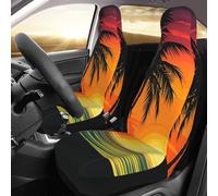 QMNSEHF Lot de 2 housses de siège avant universelles pour voitures, berlines, camions et VUS - Sunset Palm Tree