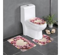 QMNSEHF Lot de 3 tapis de bain doux et absorbants en forme de cœur et de fleurs - Tapis de contour en forme de U - Tapis de bain antidérapant pour salle de bain - 61 x 40,6 cm