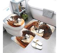 QMNSEHF Lot de 3 tapis de bain doux et absorbants en forme de U pour abattant de toilettes, tapis de bain antidérapant pour couple de chevaux, 80 x 50 cm