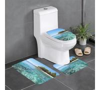 QMNSEHF Lot de 3 tapis de bain doux et absorbants en forme de U pour abattant de toilettes, tapis de bain antidérapant pour salle de bain, île des Fidji et mer transparente, 61 x 40,6 cm