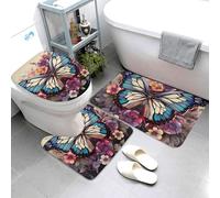 QMNSEHF Lot de 3 tapis de bain doux et absorbants, tapis de contour en forme de U, tapis de bain antidérapant pour abattant de toilette, tapis de bain pour salle de bain, 80 x 50 cm