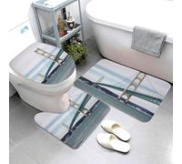 QMNSEHF Mackinac - Lot de 3 tapis de bain doux et absorbants, tapis de contour en forme de U, housse pour abattant de toilettes, tapis de bain antidérapant pour salle de bain, 80 x 50 cm