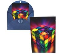 QMNSEHF Magic Cube Carte de vœux puzzle avec enveloppes, carte de remerciement, carte d'anniversaire pour femme, homme, Noël, Halloween, mariage, cartes vierges pour toutes les occasions, 10,2 x 15,2