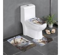 QMNSEHF Opossum in Snow - Lot de 3 tapis de bain doux et absorbants, tapis contour en forme de U, housse de couvercle de toilette, tapis de bain antidérapant pour salle de bain, tapis de douche, 61 x