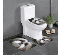 QMNSEHF Shih Tzu - Lot de 3 tapis de bain doux et absorbants, tapis de contour en forme de U, housse pour abattant de toilette, tapis de bain antidérapant pour salle de bain, 61 x 40,6 cm