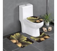 QMNSEHF Two Acorns Lot de 3 tapis de bain doux et absorbants et tapis de contour en forme de U pour abattant de toilettes, tapis de bain antidérapant pour salle de bain, 61 x 40,6 cm