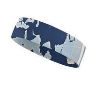 QMNVBDS Bandeau élastique antidérapant avec motif carte du monde bleue pour la course à pied, la randonnée, la sueur, pour l'athlétisme, le yoga, la course à pied, la gym