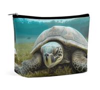 QMNVBDS Grande trousse de maquillage de voyage en forme de tortue pour femme - Étanche - Petite pochette à fermeture éclair - Sac de voyage portable pour articles de toilette - Jolie pochette de