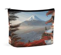 QMNVBDS Japan Mount Fuji Trousse de maquillage de voyage pour femme - Étanche - Petite pochette à fermeture éclair - Portable - Pour articles de toilette - Jolie pochette de maquillage - Blanc