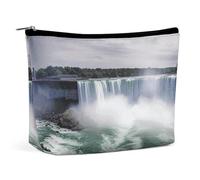 QMNVBDS Niagara Falls Trousse de toilette de voyage pour femme - Étanche - Petite pochette à fermeture éclair - Portable - Pour articles de toilette - Jolie pochette de maquillage - Blanc, taille